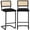 Black 2PCS - 30" Seat Height, variant on Zesthouse 26" Rattan Counter Height Bar Stools Set of 2, Boucle Upholstered Barstools with Cane Back and Metal Base, Mid Century Counter Height Chairs for Kitchen Island, Black