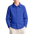 thumbnail image 2 of YOUYEDIAN Boys Long Sleeve Dress Shirts Girls Classic Button Down Collared Shirt Casual Versatile Tops, 2 of 4