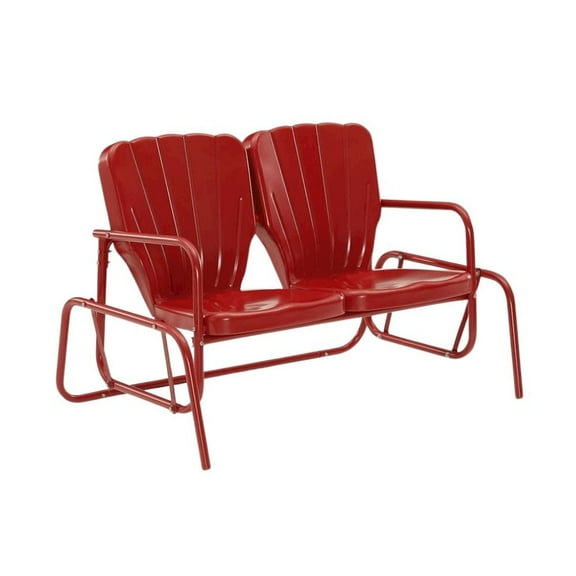 Outdoor Escape Red Outdoor Loveseat Glider – Retro Furniture Seating for Two People