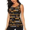 thumbnail image 3 of Goofa Yellow Excavator Printed Womens Workout Tops for Women Sleeveless Yoga Shirts Athletic Running Tank Tops Sleeveless Gym Clothes Workout Apparel-Large, 3 of 9