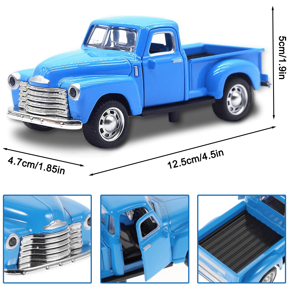 HYPERLIVING 1:32 Alloy Kids Car Toy Driveable, Car Door Can Open, Little Blue Truck Toy for Toddlers 2-8 Years Old Boys Girls Kids, Easter Christmas Birthday Gifts (Blue Truck)