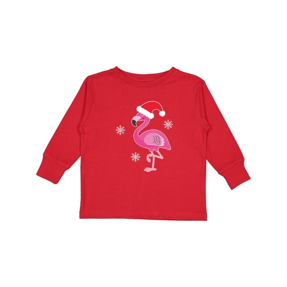 Inktastic Christmas Holiday Cute Flamingo Girls Long Sleeve Toddler T-Shirt