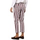 thumbnail image 3 of Pantalones de negocios a rayas INSPIRE CHIC para hombres, corte ajustado y tapered 32 Burdeos Blanco, 3 of 6