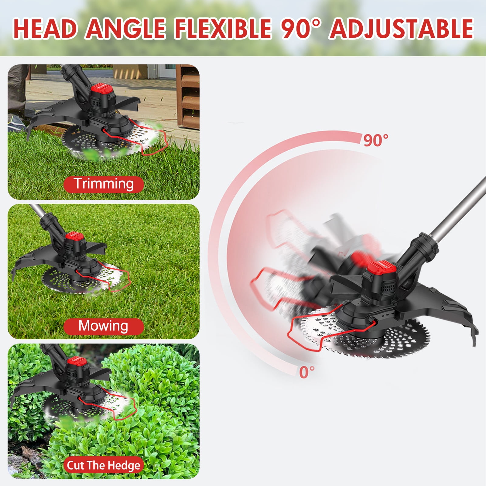 Cordless Brussless Weed Eaters with 1.5 Ah Battery, Grass String Trimmer for Wood Cutting Grass Cutting, 54 Ft Adjustable