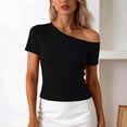 thumbnail image 2 of fatyb Womens Summer Tops off the Shoulder Short Sleeve T-Shirts Summer Casual Going out Tee for Women, 2 of 6