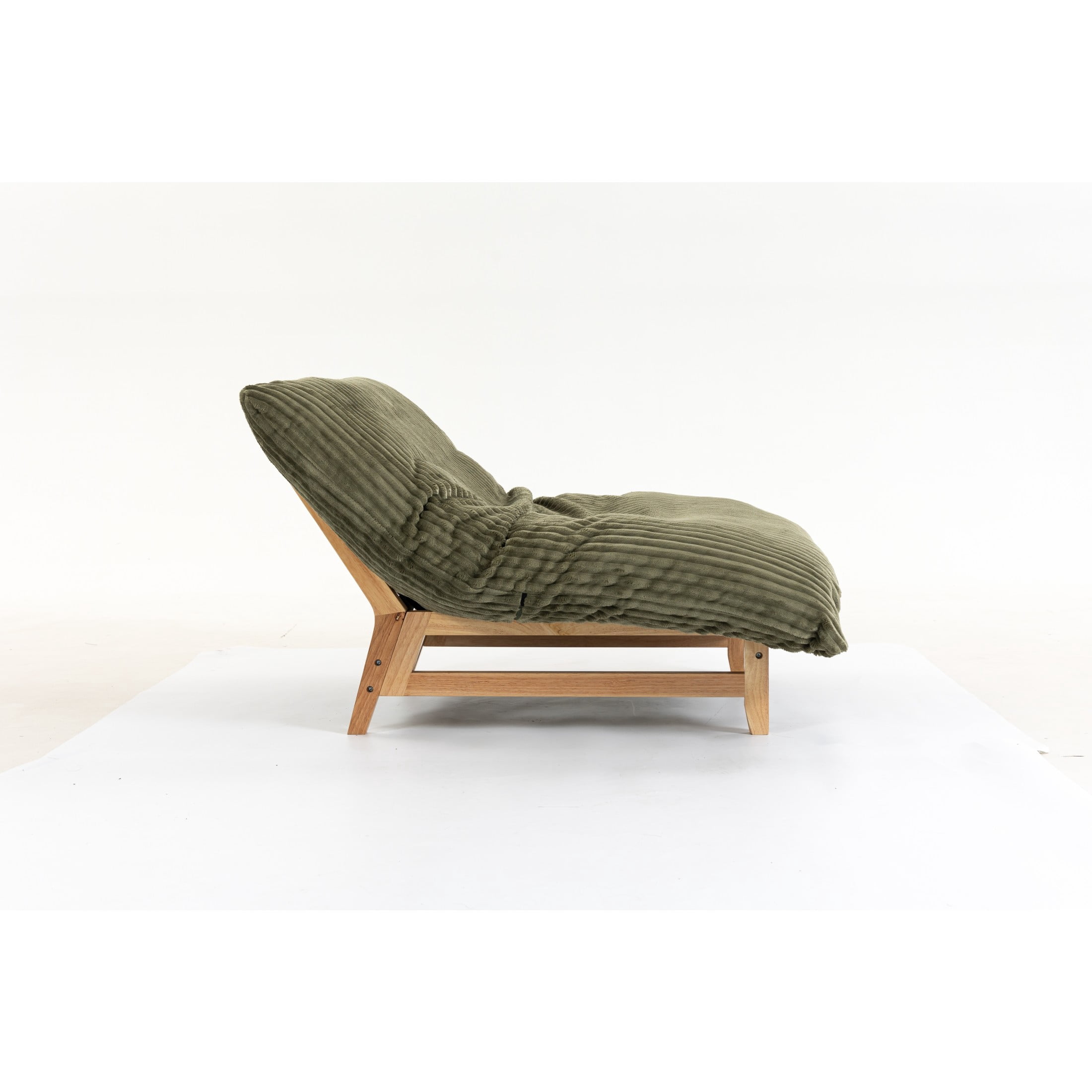 GDF Studio Floren Corduroy Bean Bag Accent Chair with Solid Wood Frame, Lazy Sofa for Living Room, Green