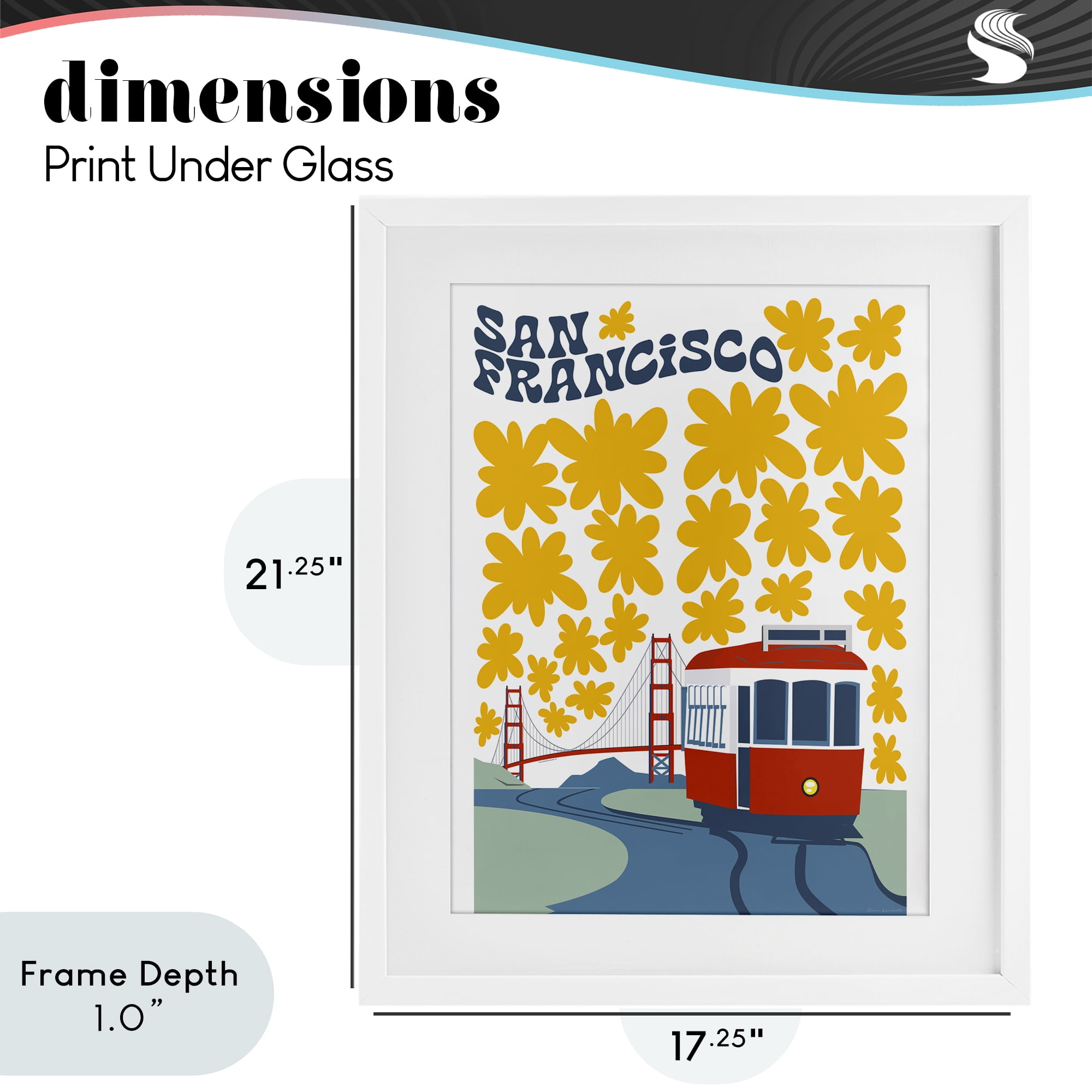Stupell Industries San Francisco Trolley White Framed Print Under Glass, design by Omar Escalante