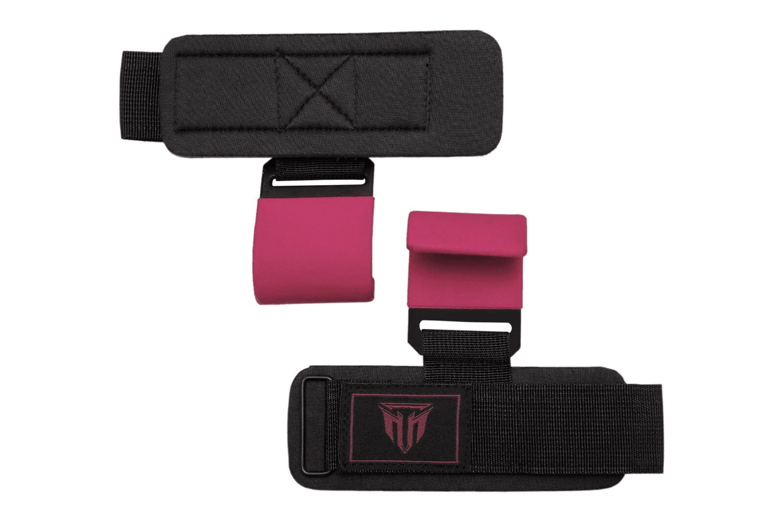 MT Pink Weight Lifting Bar Hooks Straps Pair, Non-Slip Rubber Coated Grip, Neoprene Padded Wrist Support Powerlifting Deadlift Pull Up Fitness Strength Training Wrap, Gym Bodybuilding, Gym Workout