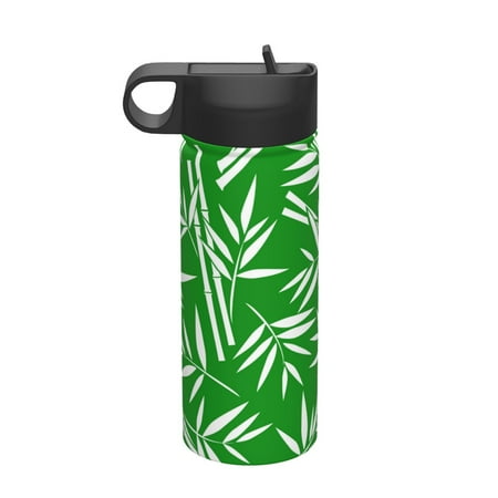 

KLL Bamboo Pattern 18OZ Water Bottle With Straw Stainless Steel Sports Water Cup Flask Sports Water Cup Flask Wide Mouth Travel Thermal Mug