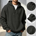 thumbnail image 6 of Men Quarter Zip Hoodie Fleece Lightweight Mens Half Zip Pullover Long Sleeve Drop Shoulder Hooded Sweatshirt Dark Gray XL, 6 of 6