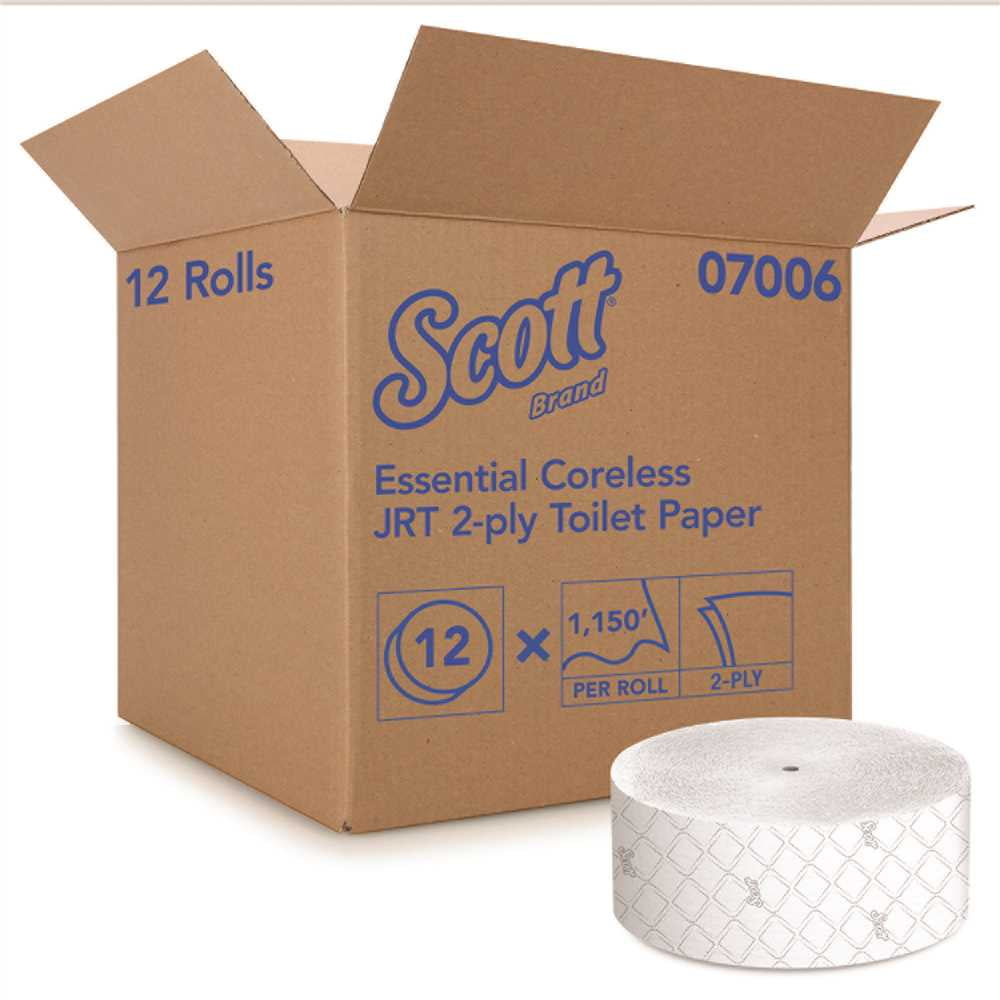 SCOTT 07006 2-Ply White Jumbo Roll Junior Coreless Toilet Paper (, 1,150 ft./Roll) - pack of 12