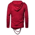 thumbnail image 5 of IROINNID Savings Long Sleeve Pullover Shirts for Men Casual Pile Collar Irregular Hooded Drawstring Fit T-shirt Top,Red, 5 of 5