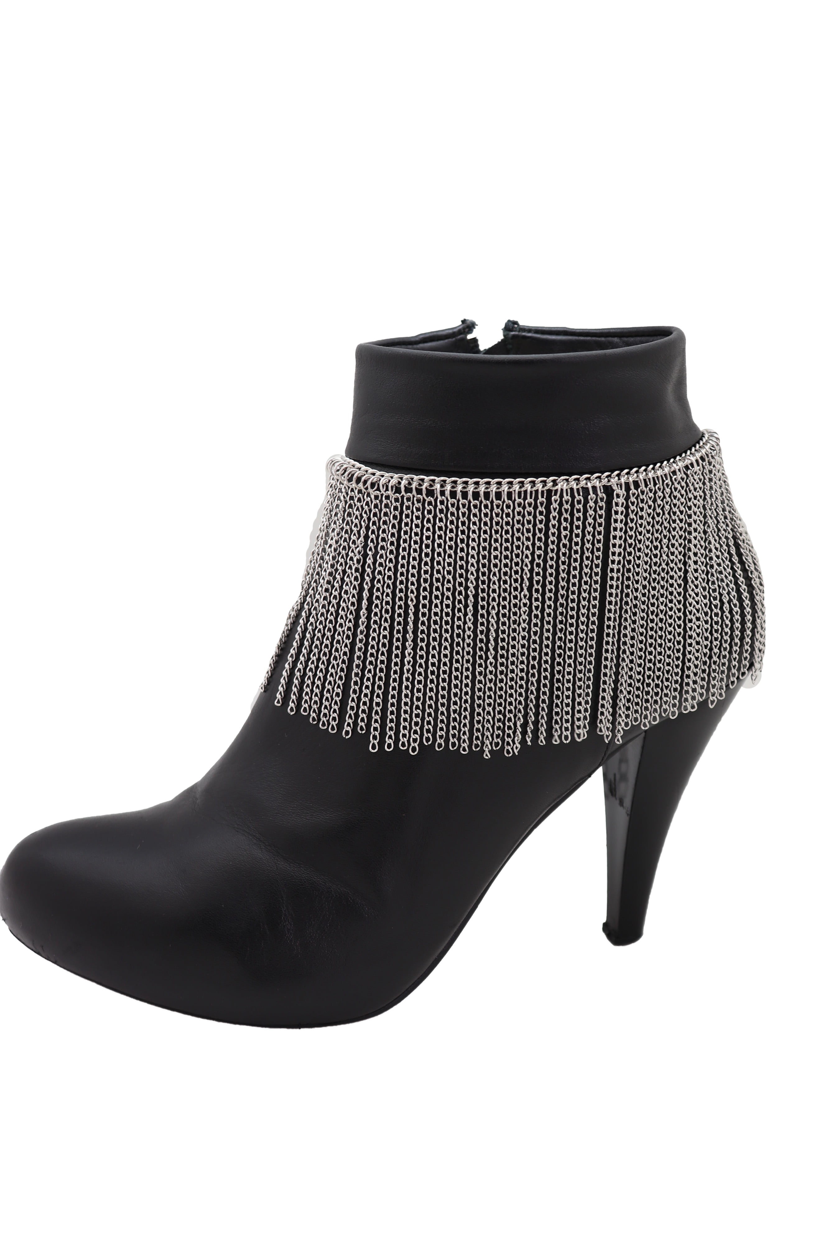 Women Silver Metal Chain Boot Bracelet Shoe Tassel Fringes Charm