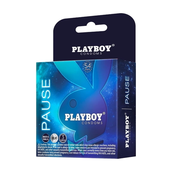 PLAYBOY Condoms PAUSE, Play Longer Premium Lubricated Condoms - 3 Count