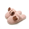 thumbnail image 2 of Puntoco Unisex Bear Ear Fluffy Plush Closed Toe Mule Slippers, Flat Non Slip Couple Warm Indoor Winter Slides Shoes, 2 of 8