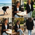 thumbnail image 6 of Denim Jackets for Women, Elbow-Length Sleeve Outerwear with Flared Sleeves & Open Front Design, Commuting Street Casual Wear | VerBelle,Black L, 6 of 9