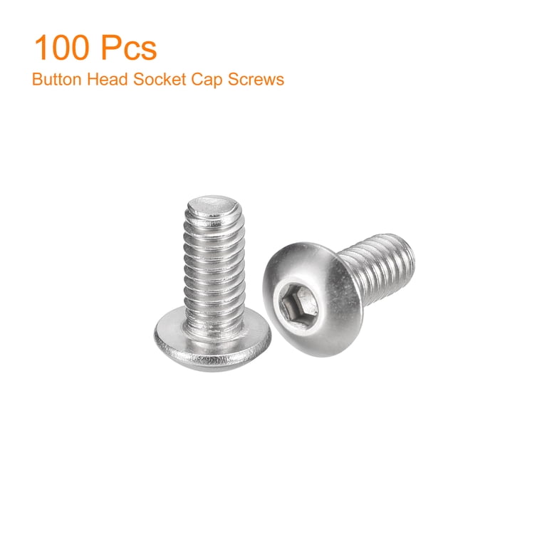 M2-0.4 x 4mm Button Head Socket Cap Screws, Stainless Steel 304, Full