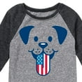 thumbnail image 3 of Instant Message - 4th of July - Dog Tongue American Flag - Toddler & Youth Raglan Graphic T-Shirt, 3 of 6