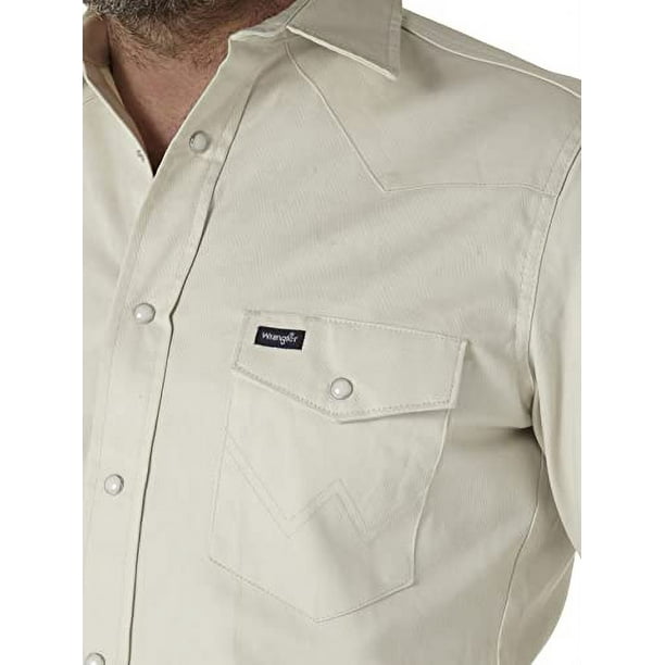 Wrangler Men's Authentic Cowboy Cut Work Western Long-Sleeve Firm Finish  Shirt,Blue,17 36