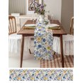 thumbnail image 3 of Ldtrchee Yellow Blue Flower Table Runner 90 Inches, Vintage Botanical Tree Leaf Branch Bed Runner Dresser Scarves Tabletop for Indoor Outdoor Parties/Ceremony/Banquet, 13" x 90", 3 of 8