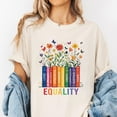 thumbnail image 2 of Colorful Floral Book Stack T-Shirt – Rainbow Book Lover Graphic Tee with Uplifting Design, Unisex Casual Reading Shirt, 2 of 7