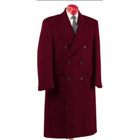 Men's Burgundy Double Breasted Wool Blend Overcoat Alberto DB-COAT