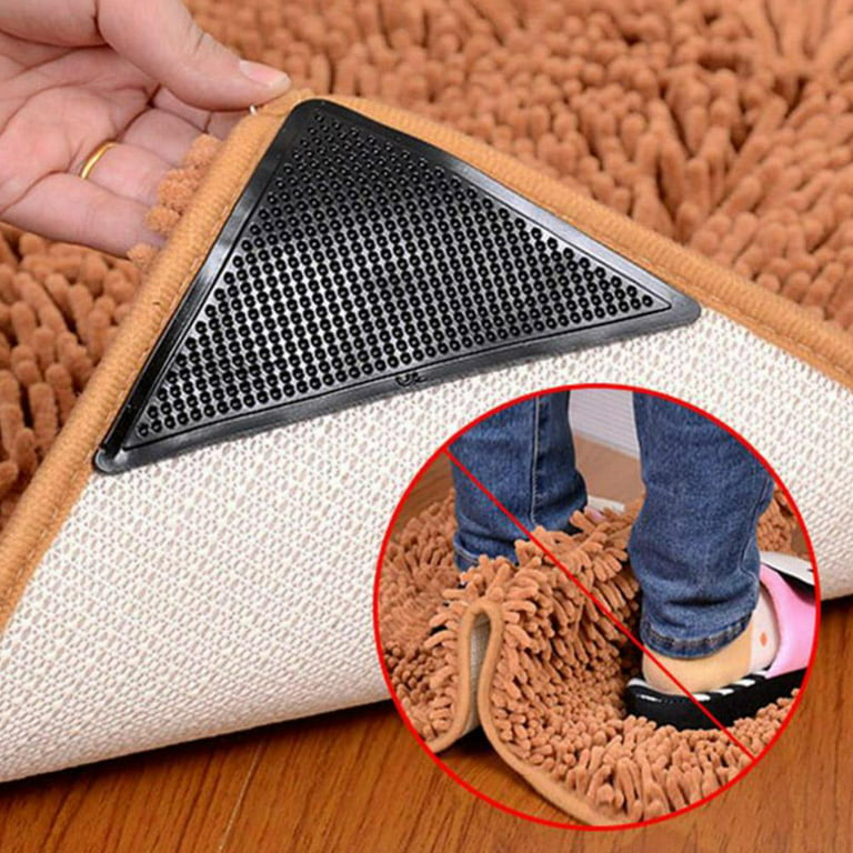 4/8 Pcs Rug Grippers Stopper Anti Slip Corner Non-Slip Mat Non-curling Reusable Washable Carpets Pads