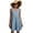 Light Blue, variant on Women's sleeveless tiered V neck dress with button front solid pattern 100% Polyester fabric mini length easy care