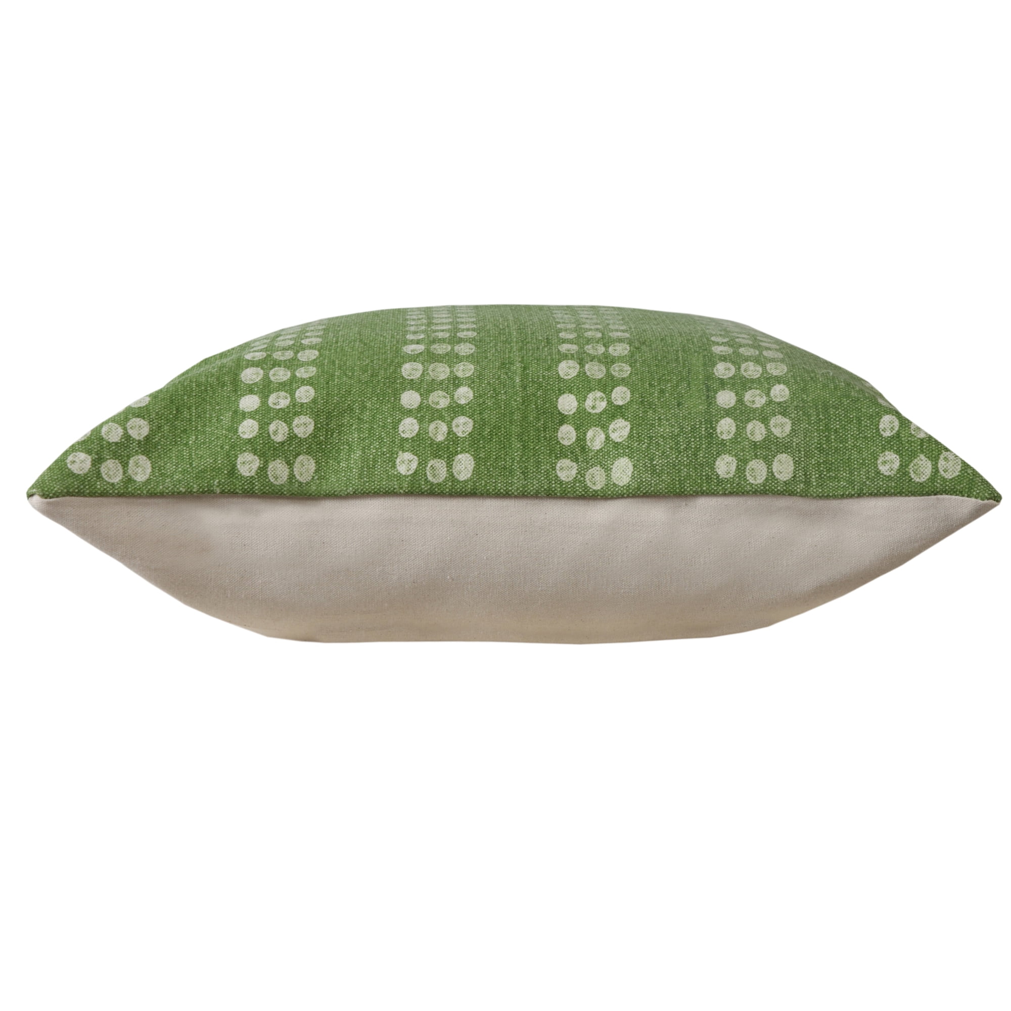 Laddha Home Designs Hand Woven Dots Striped Square Throw Pillows - 20" - Green and White - Set of 2