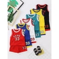 thumbnail image 5 of Fdqin Boys Athletic Shorts Set 6 Pieces Basketball Jersey Outfits for Kids Sleeveless Tank Top and Shorts Summer Activewear Red Yellow Blue 7-8Years, 5 of 8