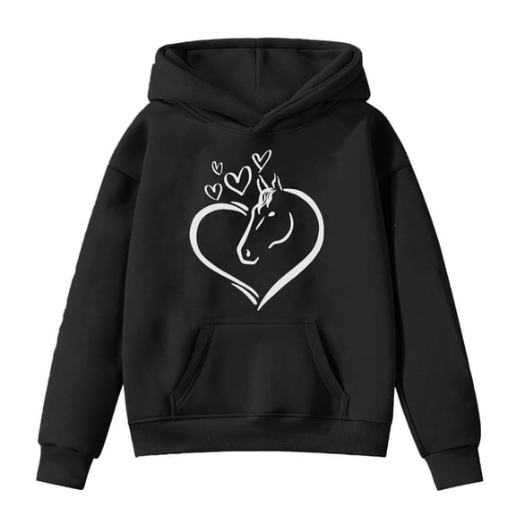 Byoo Oversized Valentine Hoodie for Toddler Girl Love Heart Graphic Kangaroo Pocket Hooded Pullovers Top Soft Daily Sweatshirt for Kids