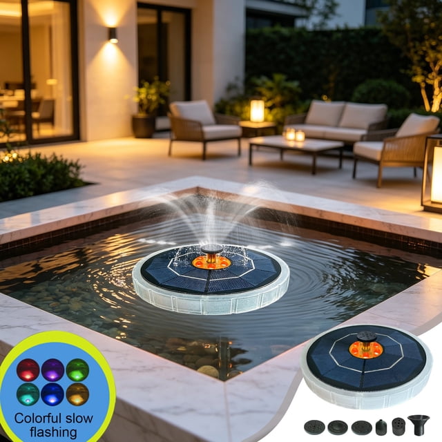 Solar Powered Spout Outdoor, Courtyard Swimming Pool Bathroom Garden Landscaping Fountain