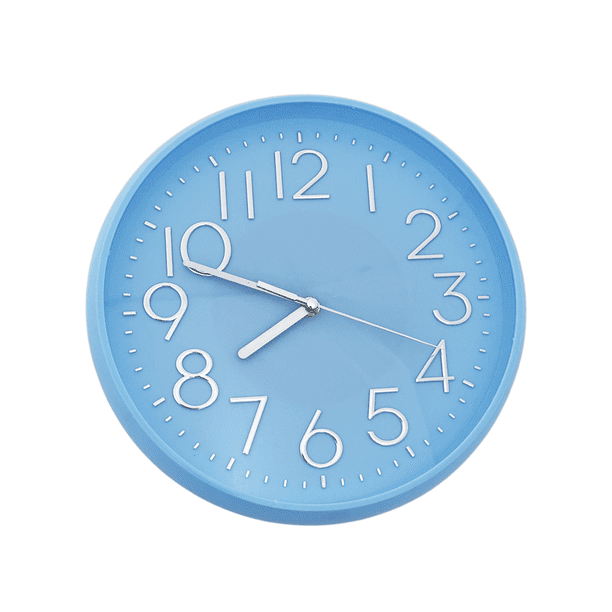 Reloj De Pared De Colores Análogo y Silencioso De Plástico azul Mediano