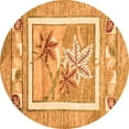 thumbnail image 1 of Ahgly Company Indoor Round Abstract Orange Modern Area Rugs, 4' Round, 1 of 4