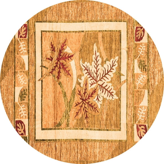 Ahgly Company Indoor Round Abstract Orange Modern Area Rugs, 4' Round