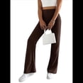 thumbnail image 3 of Pantalones Anchos de Pierna para Mujer, de Cintura Alta, para Estar en Casa, con Cintura Elástica, para Otoño e Invierno, Informales, de Punto Marrón XL, 3 of 9