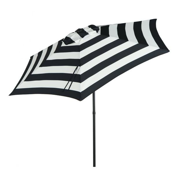 Mainstays 7.5' Round Market Pushup Patio Umbrella, Black & White