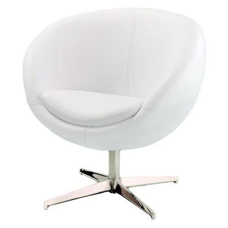 Modern White Leather Roundback Chair