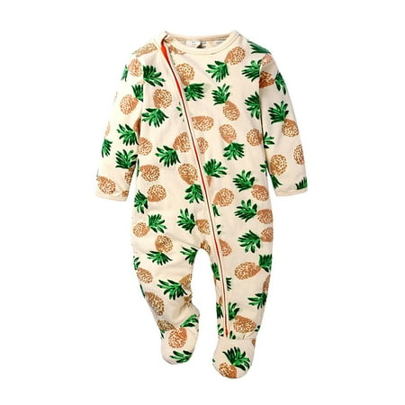 

QIPOPIQ Girls Clothes Clearance Autumn Baby Kids Double Zipper Clothes Sleeping Pajamas Rompers Newborn Overalls