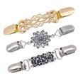 thumbnail image 1 of 1 Set 3pcs Vintage Style Sweater Shawl Clips Cardigan Clips (Golden, Silver), 1 of 7