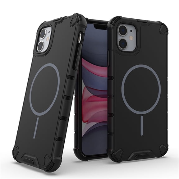 Allytechgroup Magnetic Case for iPhone 11, Hard PC Soft TPU Rugged Heavy Duty Durable Cover Case Support Wireless Charging Shockproof Protective Back Cover for iPhone 11, Black