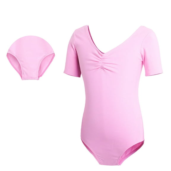 XBASW Toddler Kids Girls Leotard Gymnastics Short Sleeve Closed Crotch Dance Ballet Outfit 5-16 Years Girls Cotton Biketards for Teen