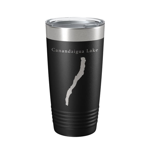 Canandaigua Lake Map Tumbler Travel Mug Insulated Laser Engraved Coffee Cup New York 20 oz Black