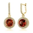 thumbnail image 3 of Gem Stone King 9.36 Ct Round Red Garnet 18K Yellow Gold Plated Silver Earrings, 3 of 3