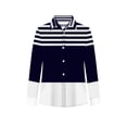 thumbnail image 4 of Craaazy Women's Striped Blouse Button Down Turn-Down Collar Long Sleeve Casual Top for Summer and Casual Outings Gifts, 4 of 5