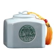 thumbnail image 3 of Recipiente de cerámica para té suelto, lata china rectangular, portátil, con borla cian, 3 of 9