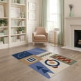 thumbnail image 2 of ODIKA 4'x6' Navy Geometric Abstract Design With Modern Washable Area Rug Nautical Ornamental Balanced Border Layout for Dorm Room, Small Living Stain Resistant Low Profile, Easy Care, 2 of 7