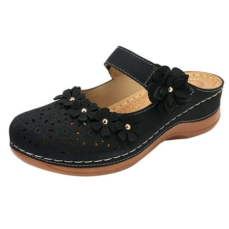 

CYMMPU Women s Slippers Women s Ladies Girl Comfortable Hollow Flowers Round Toe Sandals Soft Sole Shoes