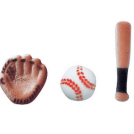Set of 12 Baseball 1inch - 1 3/4inch Edible Sugar Cake & Cupcake Decoration Toppers