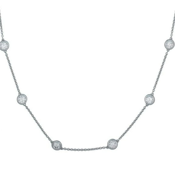 14kt white gold diamonds by the yard necklace features 1.45 cts tw of white round diamonds, 11 stones